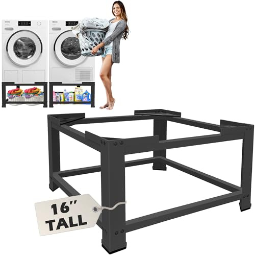 Royxen Laundry Pedestal 16 Height Universal Fit 600lbs Capacity, Washing Machine Base Stand Dryer Base Platform Heavy Duty, 28“ Wide, Black