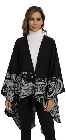 Écharpe Cape pour Femme, Manteau Cardigan Tricoté Antivento, Châle Géant en Laine, Couleur 5