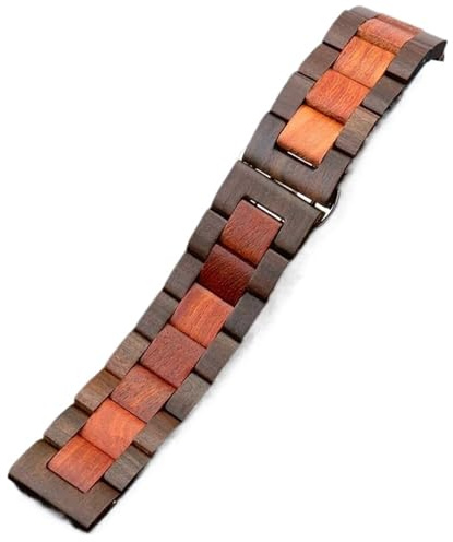VRKRTVBLB Schnellverschluss-Uhrenarmband aus Holz, 20 mm, 22 mm, Unisex-Uhrenarmband, Holzarmband(Black red,22mm)