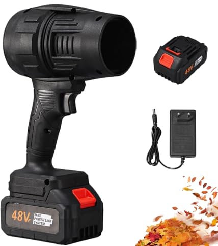 Soplador Turbo Jet, Soplador InaláMbrico Air Force, Soplador De Aire Potente, Plumero de Aire inalámbrico Turbo Super Power, EliminacióN De Nieve (Negro+1 Batería)