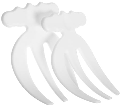 DECOMELODY 2 Pezzi Posate per Insalata in Plastica Bianca Riutilizzabili Forchette Dita Resistenti e Durevoli per Mescolare e Servire Insalata e Pasta Strumenti da Cucina Pratici e Leggeri