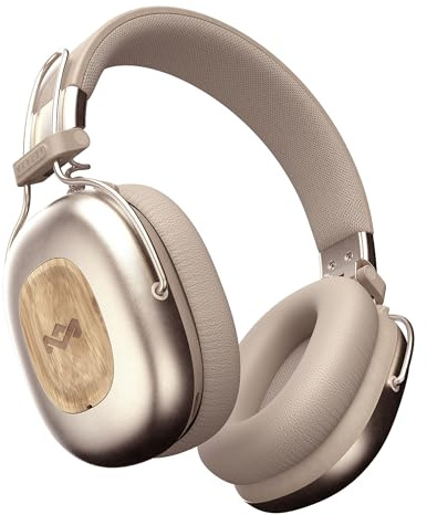 House of Marley Positive Vibration Rebel Wireless ANC Headphones - Over Ear Bluetooth Earphones with Adaptive Noise Cancelling, 130 H Playtime, IPX5, 40mm Drivers, Sustainable Materials, Cream