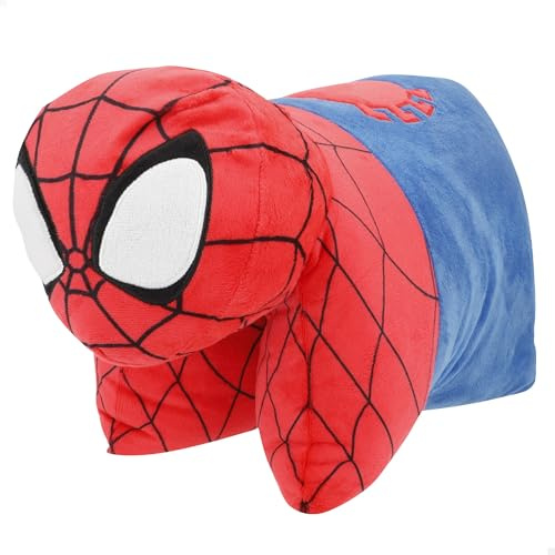 COLORBABY Spider-Man Cojín Infantil niño, 45x28 cm, Peluche Almohada 2 en 1, Color Azul y Rojo, Poliéster, Aterciopelado y Suave, Cojines Divertidos, Juguetes niños 3 años (77841)