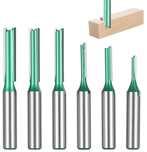 6 Set Punte Fresa Legno, Fresa per Fresatura, Set di Punte per Fresatrice Dritta a Filo per Lavorazione del Legno, punta per scanalatura a doppio frese a filo (3mm, 4mm, 5mm, 6mm, 7mm, 8mm)