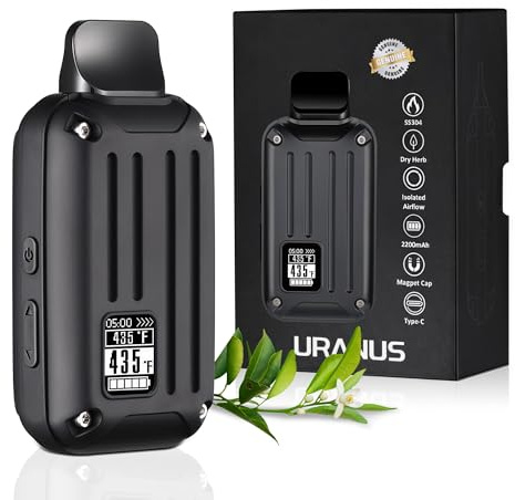 Dry Herb Vaporizer, Portable Herbal Vaporizer with OLED Display, 300°F–435°F Temp Control, SUS304 Chamber, 2200mAh Battery, USB-C Fast Charging, Convection Heating for Dry Herbs, No Nicotine (Black)