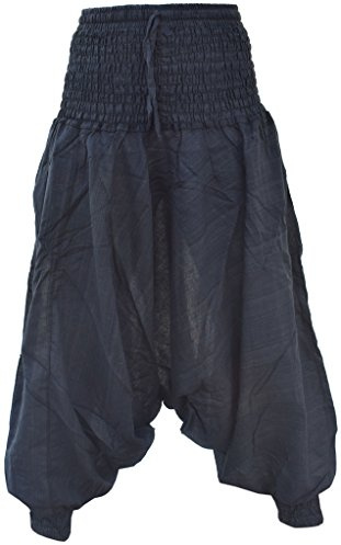 Little Kathmandu Plain cintura elástica de varias capas de la mujer ligero harén pantalones