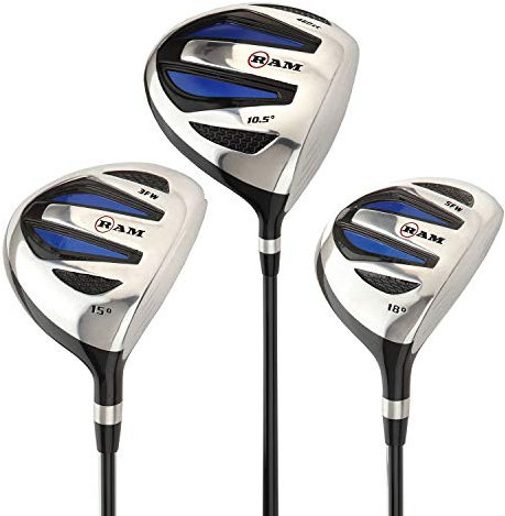 Ram Golf EZ3 Mens Graphite Wood Set - Driver, 3 & 5 Wood - Headcovers Included