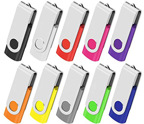 Cle USB 16Go Clé USB 2.0 Lot de 10 Mémoire Stick Lecteur USB Flash Drive Stockage Rotation Disque Pendrive pour Ordinateur Portable/PC/Voiture (10 Couleurs)