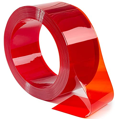 Anro - Tenda a lamelle in PVC morbido al metro, 2 mm, 200 x 20 cm, colore rosso trasparente
