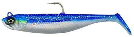 Savage Gear Savage Minnow - Lebendige Kicking Action, Stand-Up Jig Head Design, Ideal für Salzwasser- und Süßwasserangler, Perfekt für Raubfische wie Hecht, Barsch & Zander Blue Pearl Silver 12.5 cm