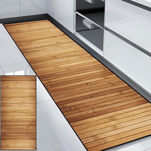 HUAXIQUE Teppich Läufer Teppich Terasse rutschfest Teppich Küche Waschbar Bambus Teppich Läufer für Wohnzimmer Flur Büro Schlafzimmer Küche 100x200cm Stil J