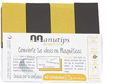 Aiman GZ - Fogli di magnete flessibile con adesivo per foto e mestieri. Manutips rettangolari da 0,85 mm di spessore e facile da tagliare. 40 magneti da 50 x 24 mm