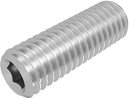 SECCARO Perni filettati con taglio ad anello, M4 x 12 mm, in acciaio inox V2A VA A2, DIN 916/ISO 4029, esagonali, 20 pezzi