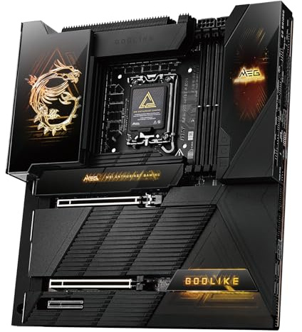 MSI MEG Z890 GODLIKE, E-ATX - Supports Intel Core Ultra Processors (Series 2), LGA 1851 - Dynamic Dashboard III, EZ Slide M.2, DDR5 (9200+ MT/s OC), M.2 & PCIe 5.0, Thunderbolt 5, Wi-Fi 7, 10G LAN