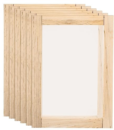 sourcing map 6pcs Silk Screen Printing Frame Small 10.6 x 7 Inch Wood Reusable Washable Screen Print Tool Start Kit with 120 Mesh for Beginners T-Shirts Screen Printing