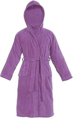Crescent Textile Kids Bathrobes 100% Cotton Hooded Style Terry Towelling Shawl Collar Bath Robe For Toddler Boys Girls Children Dressing Gown