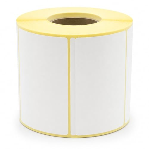 MD Labels Étiquettes thermiques 80 x 50 mm blanches en rouleau 1000 pièces Adhésif permanent, pour codes-barres, étiquettes adhésives blanches pour étiquetage