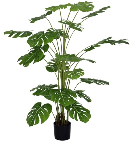 HOMCOM Arbre Artificiel Plante Artificielle Monstera deliciosa avec Pot Inclus Hauteur 180 cm intérieure Vert