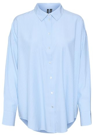 VERO MODA Vmnora LS WVN Ga Noos - Camiseta de Gran tamaño, Azul Airy, S