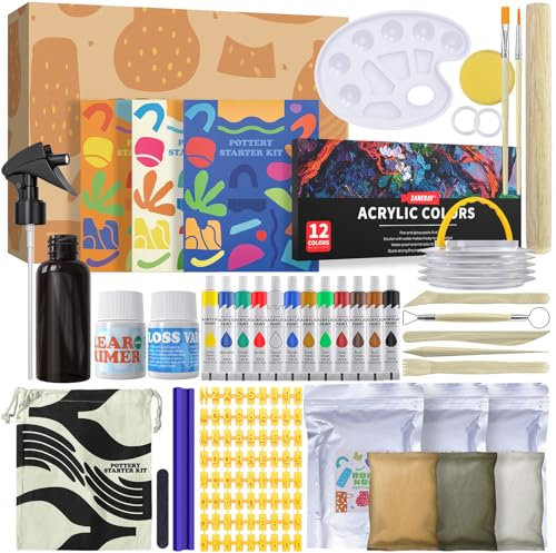 Roaxkois DIY Set für Erwachsene & Kinder | Kreatives Bastelset Mit Bildhauerwerkzeug, Anleitungen, Air Dry Clay & Farben | Töpferset | Geschenk-Ideen