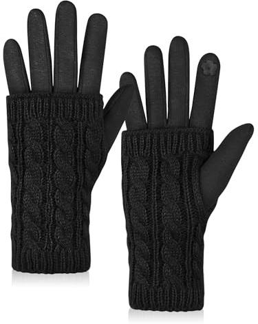 Becellen Gants Femme Hiver, 2 en 1 Thermique Gants Ecrans Tactiles Élégante Gants Chauds avec Gants sans Doigts Amovibles