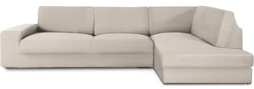 ECOMMERC3 | Copridivano Chaiselongue Braccio destro con schienale super elastico - Copridivano con chaise longue, in lino, traspirante, con schiuma e gomma, valida destra o sinistra