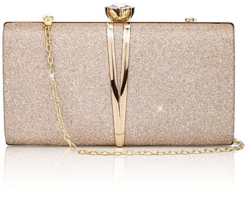 Farcauo Clutch dam kvällsväska dam liten axelväska med avtagbar kedja crossbody väska glitter aftonväska