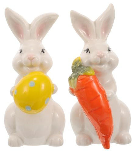 Cabilock 1 Paar Kaninchen-Ornament Aus Keramik Osterhase Hasenskulptur Ästhetische Hasenzubehör Hasenfigur Aus Keramik Hasenanzüge Für Erwachsene Kaninchenverzierung Hasenornament Weiß