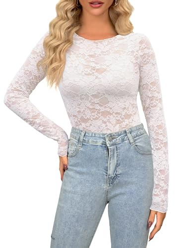 Nätöverdelar, transparent spets, nättopp, sexig nättopp, långärmad skjorta, transparent blommönster, blus, toppar, Y2K Rave outfit