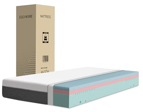 EGO HOME Materasso 160 x 200 cm altezza 18 cm materasso in schiuma fredda a 3 strati e utilizzabile su entrambi i lati – Allevia la pressione, traspirante, protegge la schiena, certificato Öko-Tex