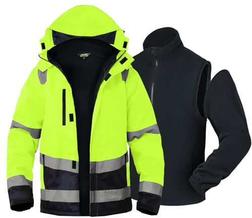 WORK IDEA Vielseitige 3-in-1 Arbeitsjacke mit Reflektoren - Wasserdicht, Winddicht, atmungsaktiv - Ideale Winter-Arbeitskleidung und Warnschutzjacke für alle Jahreszeiten