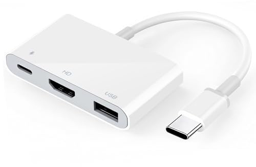[Certificato Apple MFi] Adattatore USB-C HDMI 3 in 1 4 K HDMI, 100 W PD porta di ricarica e hub USB 3.0, compatibile con iPhone 15/16/17, iPad, MacBook e laptop, Plug & Play