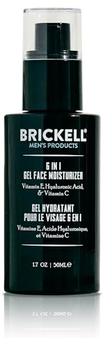 Brickell Men's 6 in 1 Gel Face Moisturizer for Men, Natural and Organic Gel Moisturizer, 1.7 ounces, Unscented