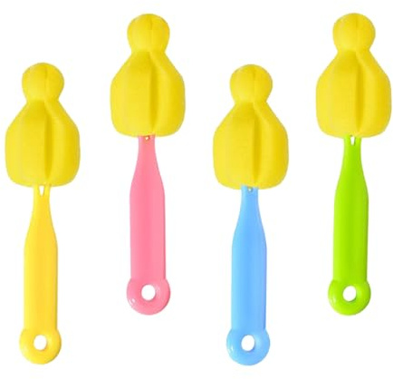 Brosse pour Tétines - 4 Éponges Nettoyantes pour Taches de Lait - Nettoyeur Portable pour Gobelet Cuisine Voiture Avion Maison Voyage