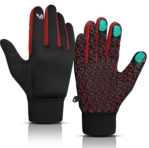 WESTWOOD FOX Kids Winter Gloves – Thermal Warm, Windproof & Water-Resistant Outdoor Gloves with Touchscreen Fingertips & Anti-Slip Grip for Boys & Girls (Red, S)