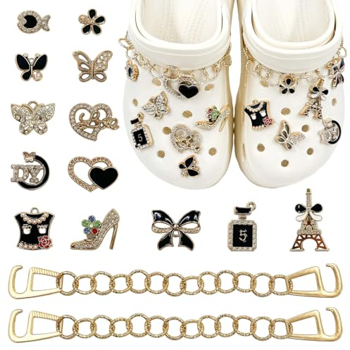 JSTHHTT 14 Pcs Charmes de Chaussure, Pins Croc Charmes de Chaussure, Accessoires de Chaussure en Strass, Accessoires de Breloques, pour Enfants, Adolescents et Adultes, Cadeaux de Fête