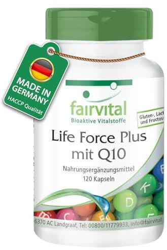 Fairvital | Life Force Plus - 120 Kapseln - Multivitamin mit 800µg Folsäure, 300µg Biotin, 200µg Chrom, 100µg B12 & Q10 - HOCHDOSIERT