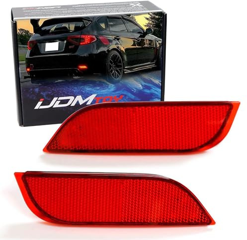 iJDMTOY Red Lens 26-SMD LED Bumper Reflector Lights Compatible With Subaru 2008-14 WRX/STI, 08-up Impreza, 13-up XV Crosstrek, Function as Rear Fog, Tail/Brake Lamps