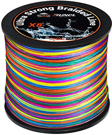 RUNCL Braided Fishing Line, 8 Strand Abrasion Resistant Fishing Line Braid, Super Durable, Smooth Casting, Zero Stretch, Smaller Diameter, Hi Vis, 328-1093 Yards, 12-100LB(100LB,546yds)