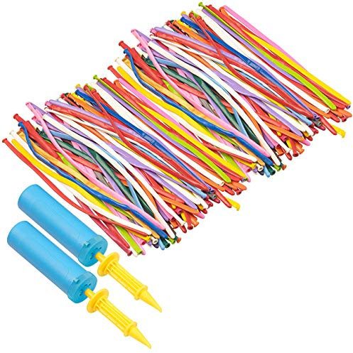 PEARL Luftballon: 2er-Set effiziente Doppelhub-Luftballonpumpe mit 200 Modellier-Ballons (Modellierballon-Set, Modellierballons mit Ballon-Pumpe, Buchstaben)