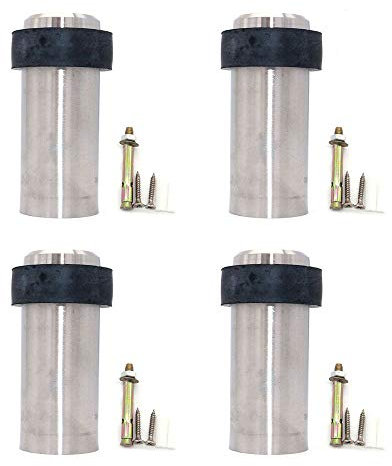 4er-Set NUZAMAS-Türstopper, bodenmontierter Türstopper, 80 mm (h) x 37 mm (b), 201er-Edelstahl, Gummipuffer, Hochleistungs-Finish, gebürstet