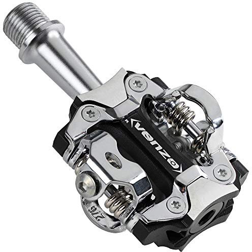 VENZO MTB Mountainbike CNC Cr-Mo 6061 Aluminium versiegelte Klickpedale 9/16 Zoll kompatibel mit Shimano SPD Typ Cleats SM-SH51 MTB Schuhe – einfach einrasten