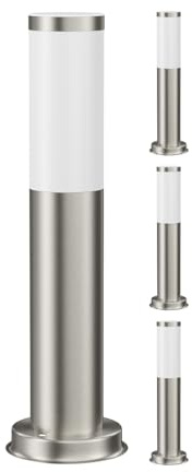 ledscom.de 4 st. vägbelysning/pollarlampa PORU för utomhusbruk, IP44, 39 cm, rostfritt stål, 1 st. E27 max. 40 W