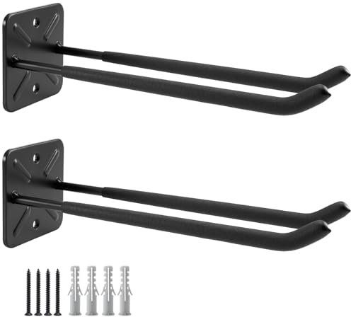Sinoer Crochets de garage, support mural, organisateur de barre, organisateur d'outils lourds, crochets de rangement de garage pour outils de jardinage, outils de jardin (2 pièces)