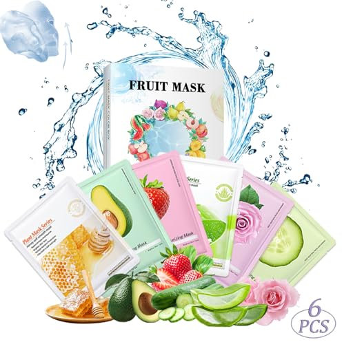6 PCS Face Mask,Sheet Mask,Hydrating & Soothing Face Mask,Deep Cleansing Pores,For Women for most Skin Types