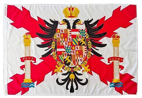 Drapeau de la Croix de Bourgogne avec aigle bicéphale - Aigle Bicéphale Croix de Saint-André - 150 x 90 cm - Drapeau Espagne Troisième écusson Empire Charles I