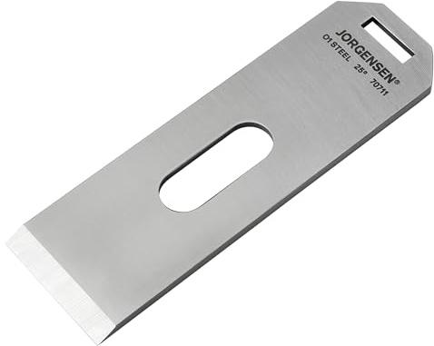 JORGENSEN Lame de rabot à bloc n°60-1/2 – pour rabot à angle bas réglable, lame en acier O1 de niveau professionnel, haute dureté et rétention des bords longs, épaisseur de 3 mm