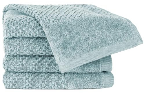 Pure Label 4-TLG. Gästehandtücher 30x50 cm mit Aufhängeschlaufe aus 100% Baumwolle, saugstark, weich und Oeko-TEX Zertifiziert - 4 Gästehandtücher Hellblau - Helltürkis, 30x50 cm