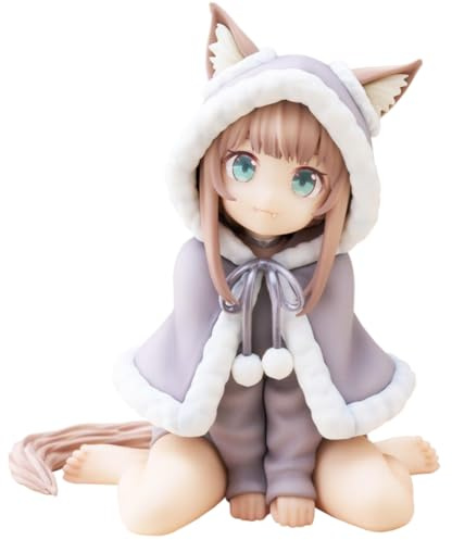 Zhongkaihua Figurine de fille chat mignonne Kinako Cartoon Q Figurines Statue PVC 15cm Figurine Kinako Position assise Modèle Ornements de table