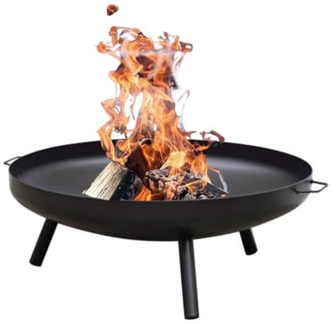 Tomaino - Braciere In Ferro 80 cm Resistente Al Calore Da Esterno Con 2 Manici e Gambe Smontabili, Falò All'Aperto, Brace Per Barbecue - Giardino, Terrazzo, Campeggio Mare - Ciotola Di Fuoco